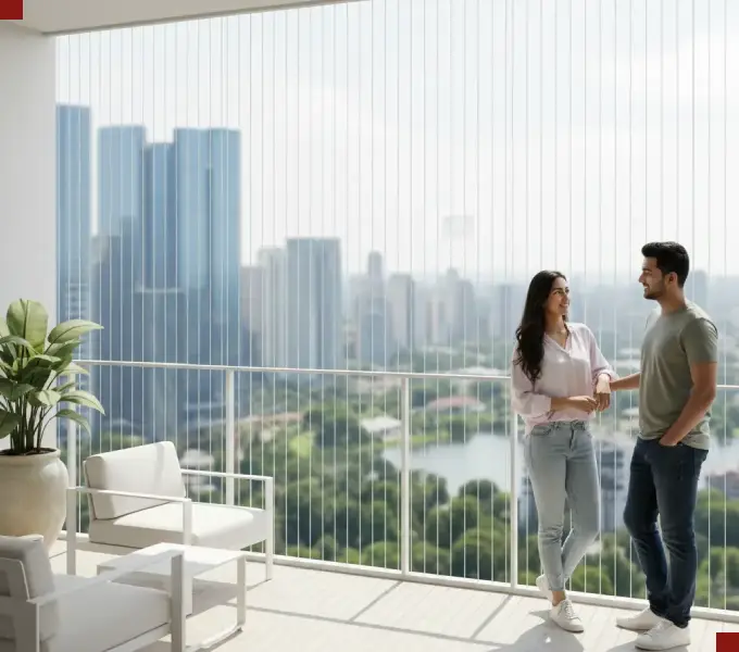 Invisible grill installation on a Thane balcony